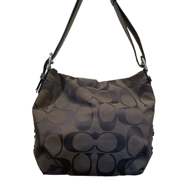 VNTG Coach Madison Maggie Bag Drk Brwn Signature C Hobo 14" x 9" x 4" - Picture 1 of 16